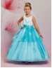 Sleeveless Beaded Organza Flower Girl Dress Pageant Dress